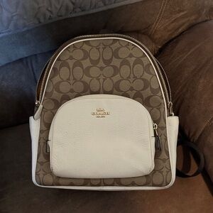 Coach Signature Brown and Cream Backpack